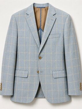 Coppley Lanificio Di Pray Wool Windowpane Sport Coat with Tan Grid